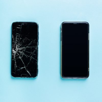 Phone with broken screen and new